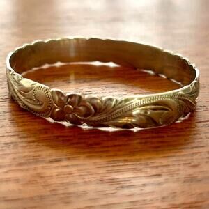 Vintage Hawaiian Baby Bracelet 925 Sterling Plumeria Keiki Bangle Signed